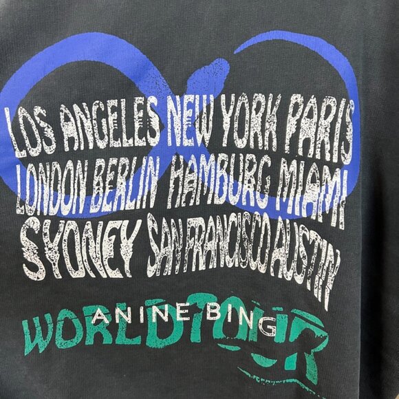 Anine Bing Jace Viper Sweatshirt in Washed Black Size Large - Picture 5 of 10